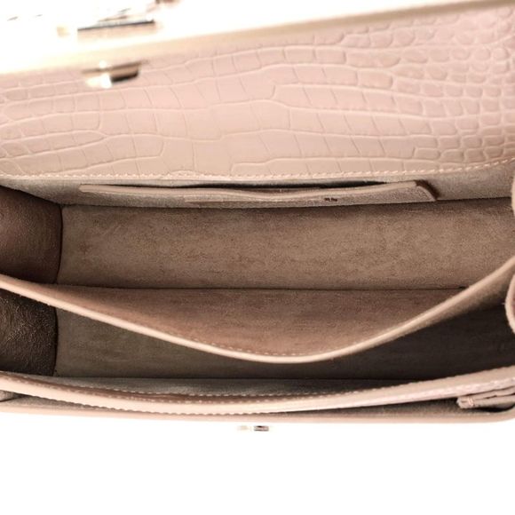 Saint Laurent Sunset Crossbody Bag Crocodile Embossed Leather Medium Neutral - Picture 5 of 6